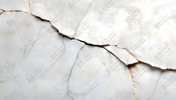 An image of a white marble wall with visible cracks and fissures. The colors are soft, ranging from white to ivory, with some lines and color gradients that give the appearance a natural and aged beauty. The largest crack runs horizontally from the top left corner to the center.