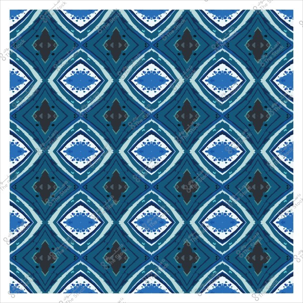 نمط هندسي مزخرف بألوان زرقاء وسوداء وأشكال ماسية.