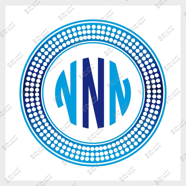 شعار به حرف \"N\" مكرر ثلاث مرات بداخل دائرة مزخرفة بنقاط زرقاء.