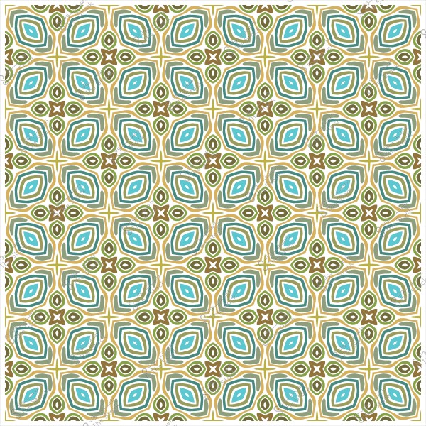 نقش هندسي مكرر بألوان زرقاء وخضراء وبنية.