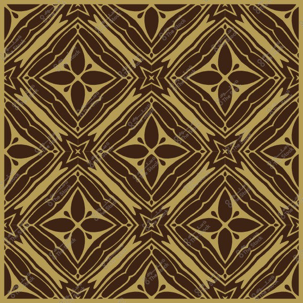 نمط زخرفي بتصميم معقد بألوان بنية وذهبية يشكل أنماطًا هندسية متكررة.