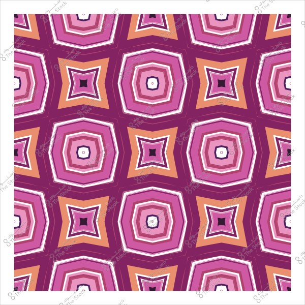 تصميم هندسي متعدد الأضلاع بألوان وردية وبرتقالية وأرجوانية.