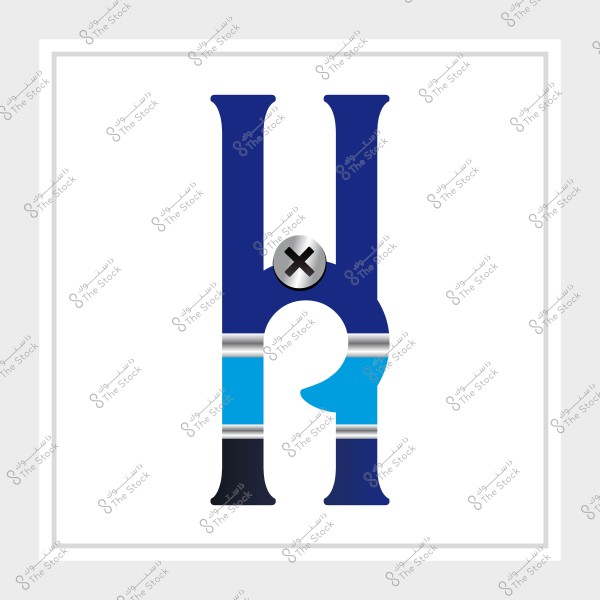 حرف "H" بتصميم مستلهم من قطع غيار السيارات بألوان زرقاء ومعدنية.
