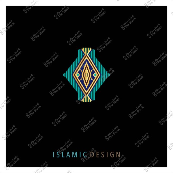 تصميم هندسي إسلامي ملون على خلفية سوداء كتب أسفله "ISLAMIC DESIGN".