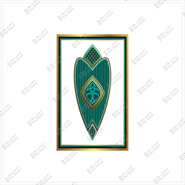 Decorative design with golden and green accents on a white background.