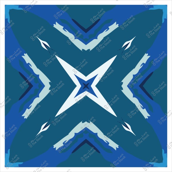 تصميم هندسي مجرد بأشكال متقاطعة بألوان زرقاء وبيضاء.