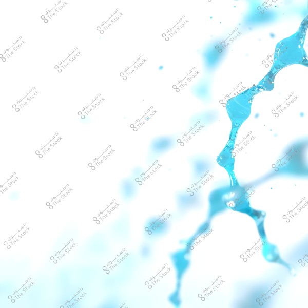 An image showing blue water splashing through the air against a white background. The water droplets form dynamic shapes, creating a visually striking and vibrant effect.