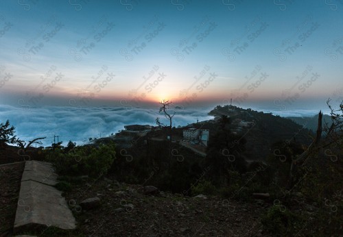 A snapshot showing the Black Mountain in the Jazan region in the south of the Kingdom of Saudi Arabia, historical and tourist landmarks, mountain heights, Jazan mountains, mountainous nature in Jazan