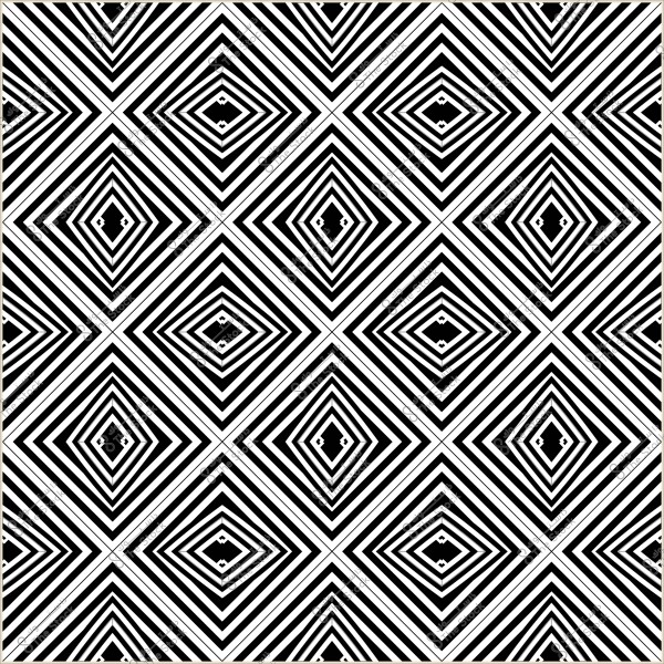 نقش هندسي بأشكال مربعة وخطوط متداخلة بألوان سوداء وبيضاء تشكل نمطًا متكررًا.