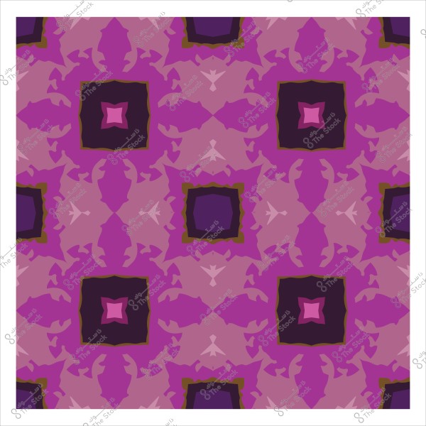 نمط هندسي متماثل باللون الأرجواني الداكن والوردي مع تفاصيل مربعة الشكل.