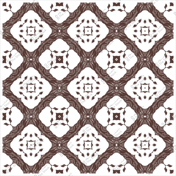 نمط زخرفي بأشكال متماثلة وبنية اللون مع عناصر تشبه الأغصان والأوراق.