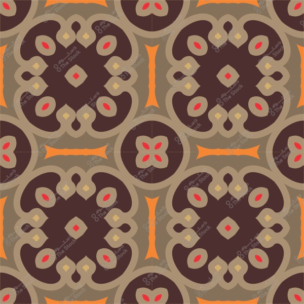 نمط زخرفي متناظر بألوان بنية وبرتقالية وبيج.