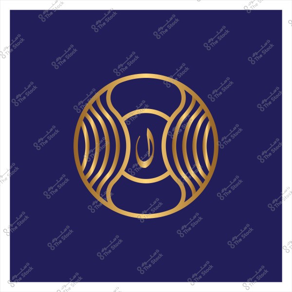 شعار ذهبي بتصميم هندسي يشبه الحرف العربي "ن" على خلفية زرقاء داكنة, محاط بدوائر وخطوط منحنية.
                            
-