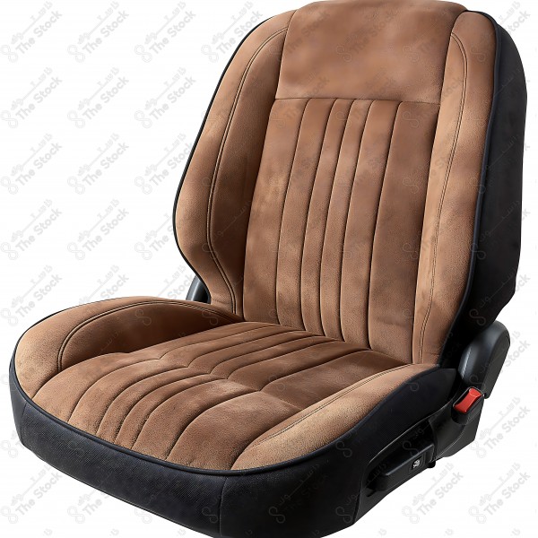 Luxury brown leather car seat with black detailing by AI