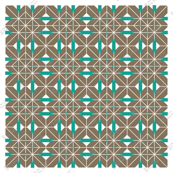 نمط هندسي تقليدي باللونين البني والأزرق السماوي يحتوي على أشكال متكررة.