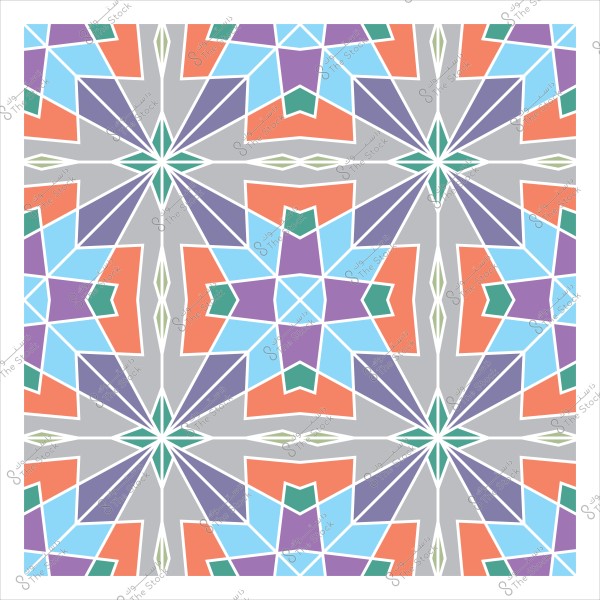 نمط فسيفساء هندسي ملون بألوان الأزرق والبرتقالي والبنفسجي مع تفاصيل نجوم وزخارف متكررة.