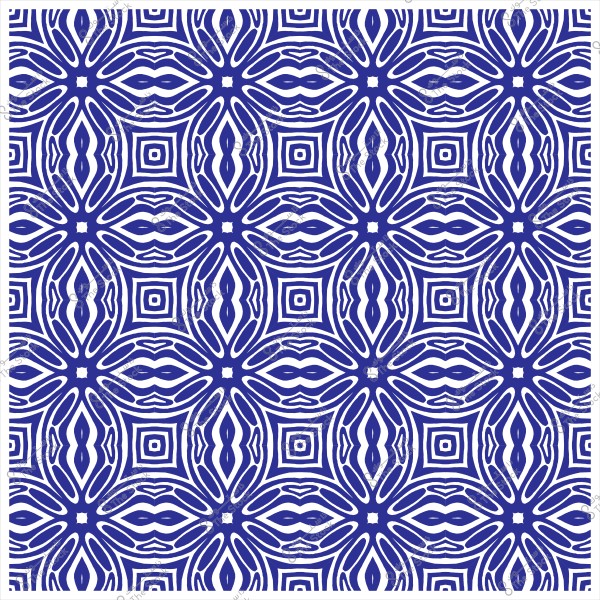 نمط هندسي متكرر بألوان زرقاء وبيضاء بتصميم متناسق يحتوي على أشكال مربعة ودائرية.