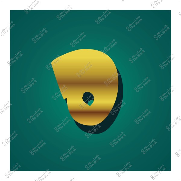 قناع ذهبي معروض على خلفية خضراء داكنة