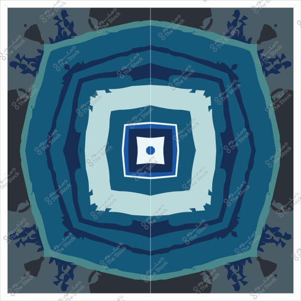 تصميم رقمي ذو نمط هندسي متموج بألوان الأزرق والرمادي.