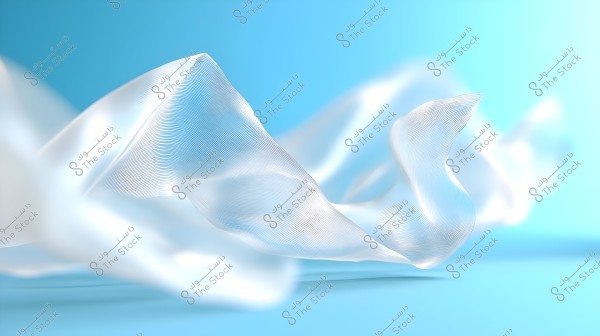 An image showing a translucent, vibrant, white fabric floating against a bright blue background. The fabric has delicate wrinkles and curves that reflect light attractively, giving it a soft and lightweight appearance.