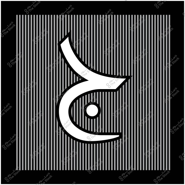 صورة تجريدية تتضمن حرف "ع" باللون الأبيض على خلفية مكونة من خطوط رأسية بالأبيض والرمادي, مع إطار أسود يحيط بالصورة.

-