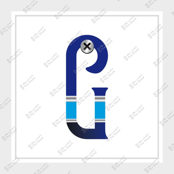 Digital design combining letters and geometric shapes in blue and black.