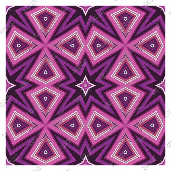 نمط هندسي متماثل بألوان وردية وأرجوانية, يتكرر على شكل معينات ونجوم في تصميم معقد.