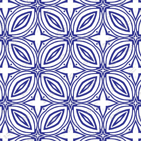 نمط هندسي أزرق وأبيض مستوحى من التصاميم الزخرفية.