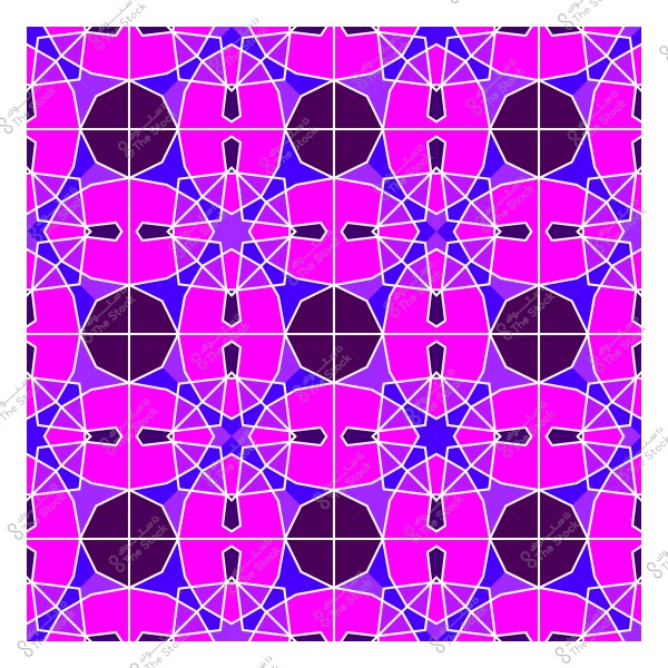 نمط هندسي ملون بأشكال ثمانية الأضلاع والنجوم بألوان وردية وبنفسجية وأزرق غامق.