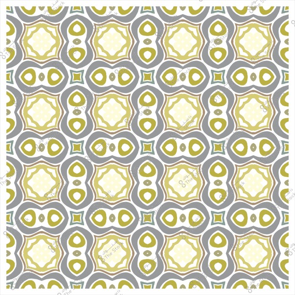 نمط هندسي متكرر بخطوط متشابكة ونقوش خضراء وصفراء وبيضاء.