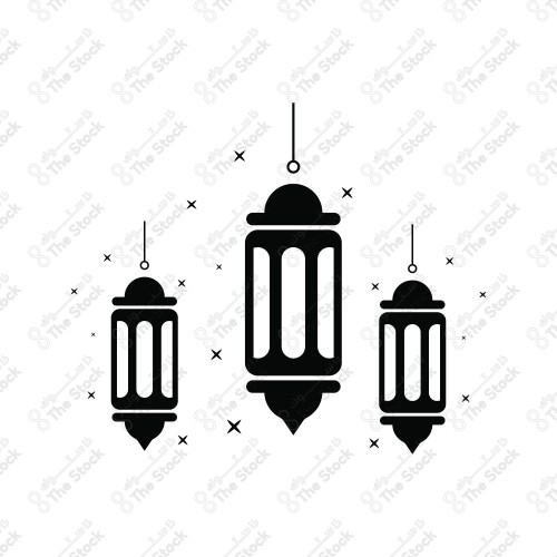 Silhouette drawing of a Ramadan lantern in the Islamic style on a white background