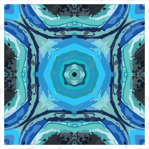 تصميم هندسي متماثل بألوان زرقاء وخضراء