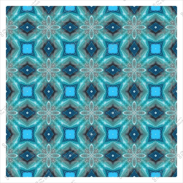 نمط هندسي ملون بألوان زرقاء وخضراء مع تصميم متماثل.