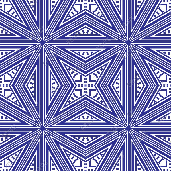 A complex geometric pattern consisting of intersecting blue lines forming various geometric shapes like triangles and stars. The pattern creates an eye-catching visual effect due to the symmetry of the lines and different angles.