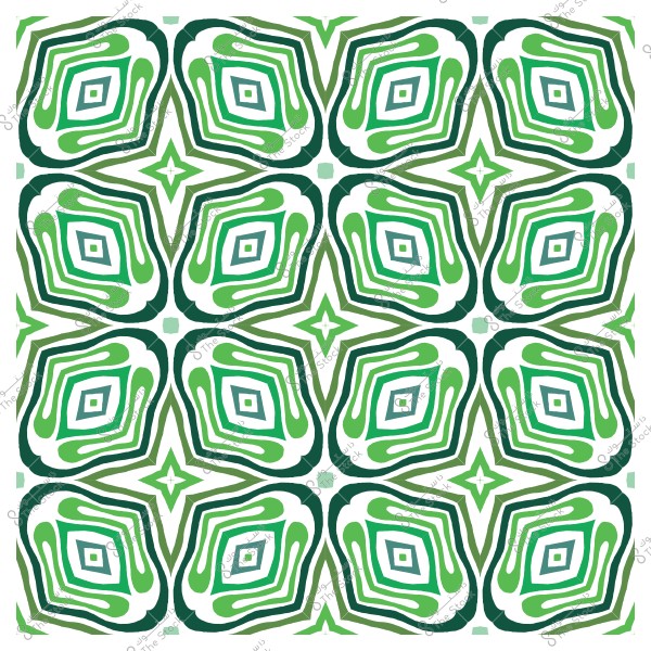 نمط هندسي بأشكال خضراء متناظرة تشبه الأشكال البصرية المتداخلة.