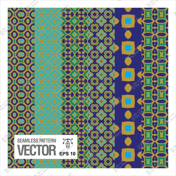 أنماط هندسية ملونة ومتنوعة في تصميم متكرر.