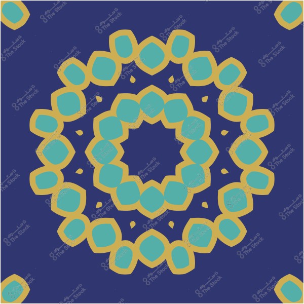 نمط هندسي دائري باللونين الأزرق الفاتح والأصفر على خلفية زرقاء داكنة.