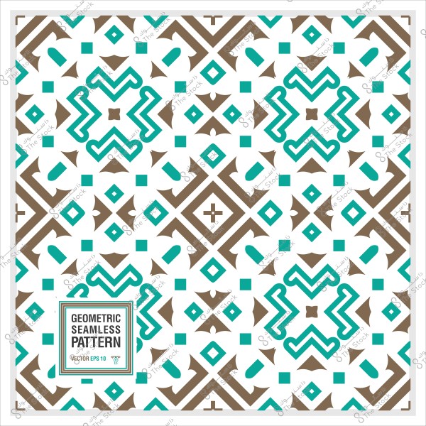 نمط هندسي متكرر بألوان زرقاء وبنية مع تصميم فسيفساء.