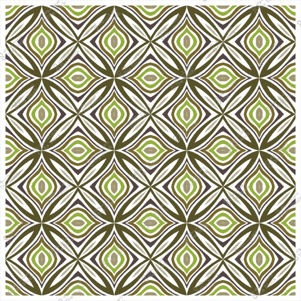 نمط هندسي مكرر بألوان خضراء وبنية على خلفية بيضاء.