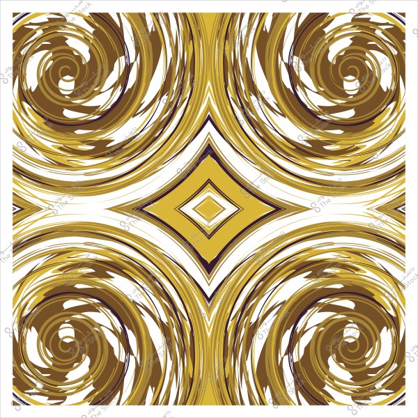 نمط زخرفي بني وذهبي بنقش دوامة وأشكال ماسية في المنتصف.