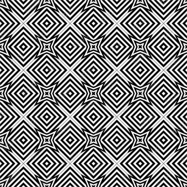 نمط هندسي أبيض وأسود مكون من أشكال مربعات ونجوم متداخلة.