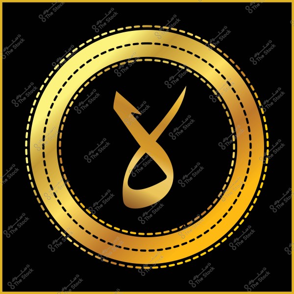 شعار ذهبي مع تصميم دائري مكون من حلقات متداخلة وخطوط متقطعة على خلفية سوداء, يحتوي الشعار على رمز يشبه الحرف العربي "لام" بشكل فني وأنيق في وسط الدائرة.
                            
-