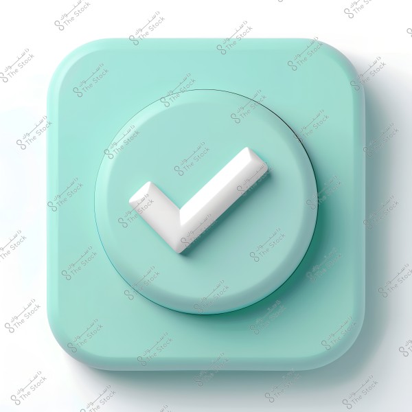 A 3D icon of a white check mark prominently featured inside a light blue square with rounded edges. The design reflects a modern, flat style.