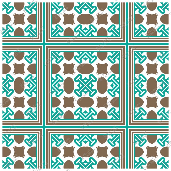 نمط هندسي إسلامي تقليدي يتكون من أشكال هندسية بنية وخطوط زرقاء متقاطعة.