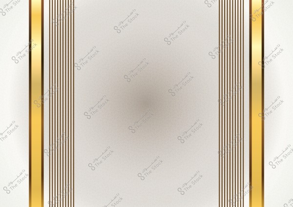 Abstract design with a white background and golden accents. Two golden strips are on the left and right sides, separated by multiple thin golden lines. The background has a subtle geometric pattern.