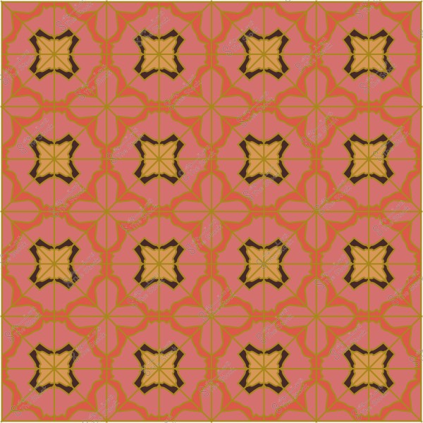 تصميم هندسي مكون من أشكال بنمط متكرر بألوان وردية وبرتقالية وبنية.