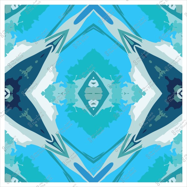 نمط هندسي متماثل بألوان زرقاء وخضراء, يشبه أشكالًا كتلك الموجودة في الأشكال الزخرفية.