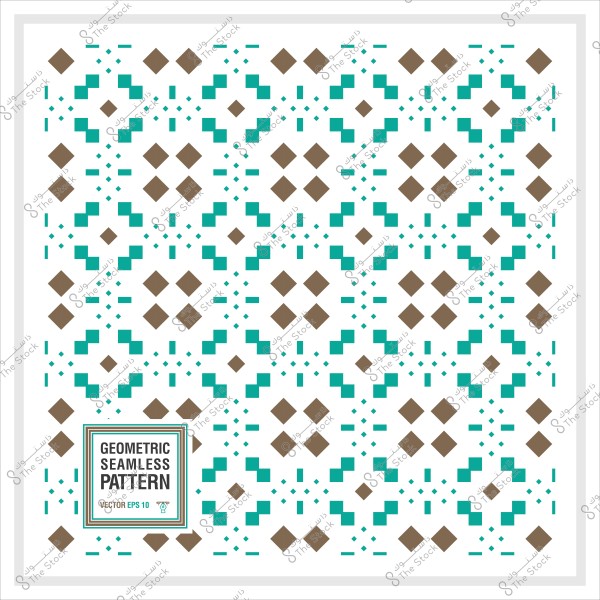 نمط هندسي متكرر بألوان الأزرق والبني على خلفية بيضاء.