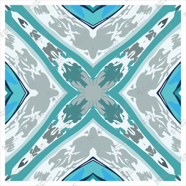 نقش تجريدي متناسق بأشكال هندسية وألوان زرقاء ورمادية.