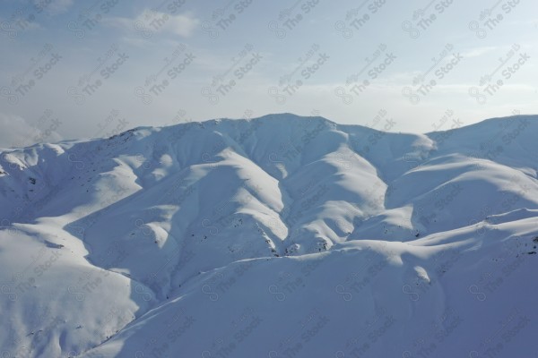 Aerial image of a frozen road in Turkey